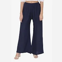 Solid NavyBlue Wide Leg Womens Casual Wear Palazzo-thumb2