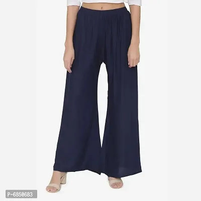 Solid NavyBlue Wide Leg Womens Casual Wear Palazzo-thumb3