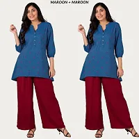 Solid Multicolor Wide Leg Womens Casual Wear Palazzo  Pack of 2-thumb1