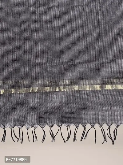 Trendy Cotton Silk Black Checked With Zari Border And Tassel Work Dupatta For Women-thumb5