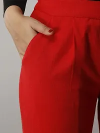 Elegant Red Winter Wear Woolen Trouser Pants For Women-thumb4