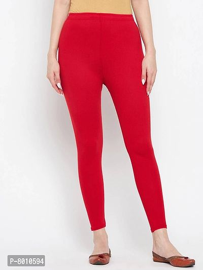 Stylish Fancy Woolen Red Solid Winter Leggings For Women-thumb3