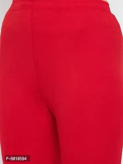 Stylish Fancy Woolen Red Solid Winter Leggings For Women-thumb4