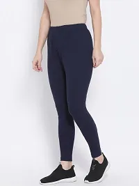 Stylish Fancy Woolen Navy Blue Solid Winter Leggings For Women-thumb1