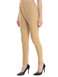 Stylish Fancy Woolen Beige Solid Winter Leggings For Women-thumb1