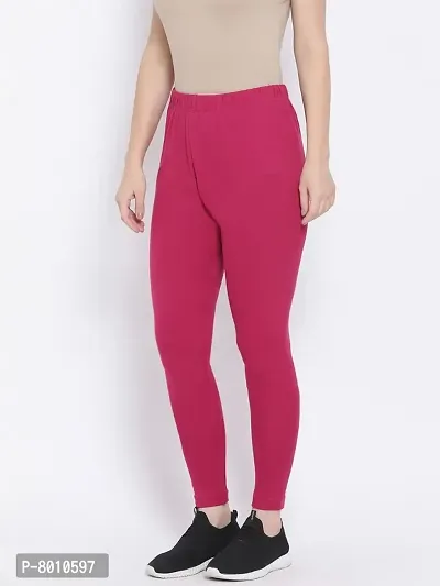 Stylish Fancy Woolen Pink Solid Winter Leggings For Women-thumb4