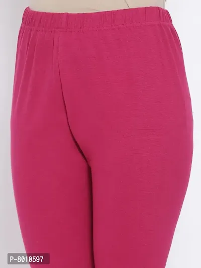 Stylish Fancy Woolen Pink Solid Winter Leggings For Women-thumb2