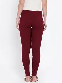 Stylish Fancy Woolen Maroon Solid Winter Leggings For Women-thumb2