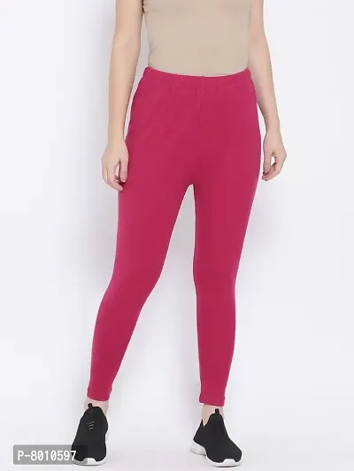 Stylish Fancy Woolen Pink Solid Winter Leggings For Women-thumb3