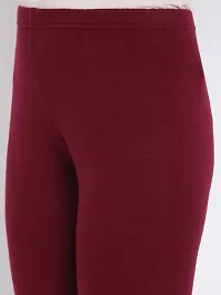 Stylish Fancy Woolen Maroon Solid Winter Leggings For Women-thumb4