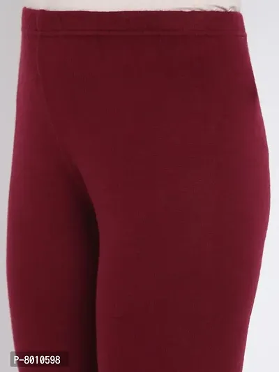 Stylish Fancy Woolen Maroon Solid Winter Leggings For Women-thumb5