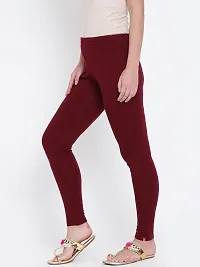 Stylish Fancy Woolen Maroon Solid Winter Leggings For Women-thumb1