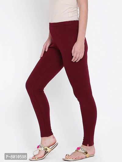 Stylish Fancy Woolen Maroon Solid Winter Leggings For Women-thumb2