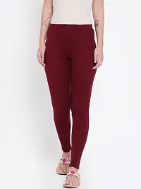 Stylish Fancy Woolen Maroon Solid Winter Leggings For Women-thumb3