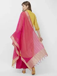 Stylish Pink Cotton Silk Self Design Dupatta For Women-thumb2