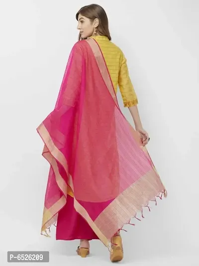 Stylish Pink Cotton Silk Self Design Dupatta For Women-thumb3