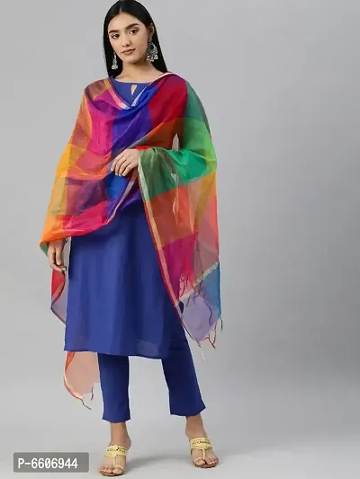 Stylish Multicoloured Banarasi Silk Handloom Dupatta For Women