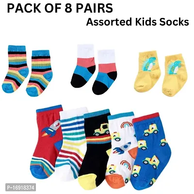 Happy Feet Bundle: 8 Pairs of Kids Socks for All Seasons (Multicolor)-thumb0
