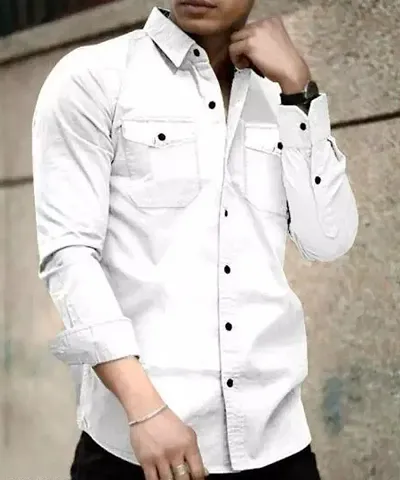 Stylish Blend Solid Casual Shirt For Men