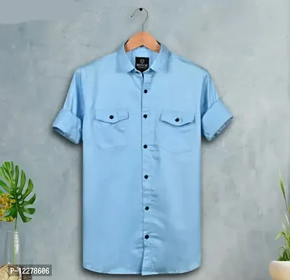 Stylish Cotton Double Pocket Shirts For Men Cargo Shirts-thumb0