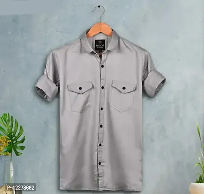 Stylish Cotton Double Pocket Shirts For Men Cargo Shirts-thumb0