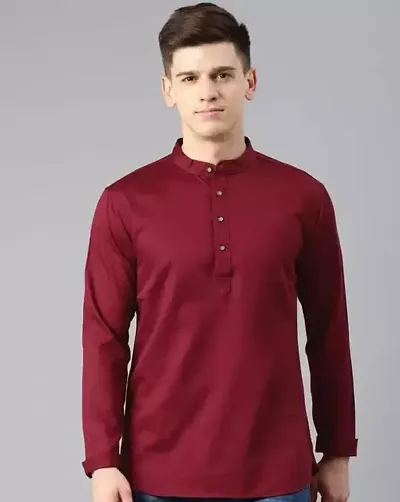 Reliable Blend Solid Kurtas For Men