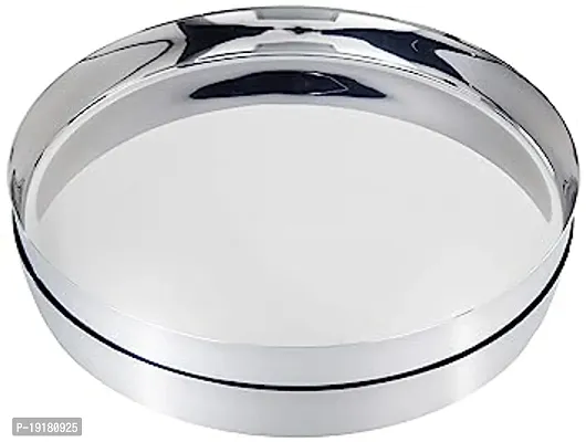 Premium Quality Stainless Steel Dinner Plate Set (2 Pieces, 28 Cm Dia, Straight Deep Wall Design)-thumb0