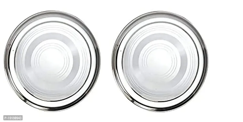 Premium Quality Stainless Steel Dinner Plate - 2 Pcs , Silver-thumb0