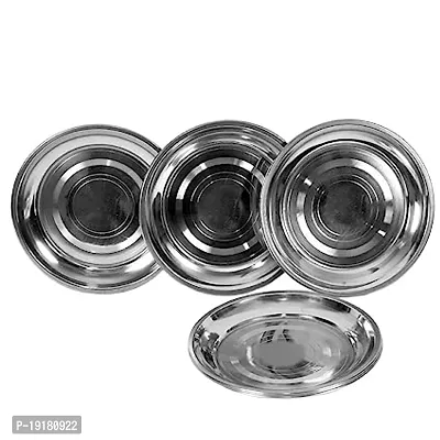 Premium Quality Stainless Steel Dinner Plate Set (4 Pieces, 30Cm Dia, Convex Shape)-thumb0