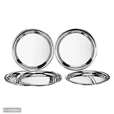 Premium Quality Stainless Steel Round Snack-Side Plate, 5 Pcs Thali Set Of 20Cm Diameter Each With Mirror Finish, Bpa  Free