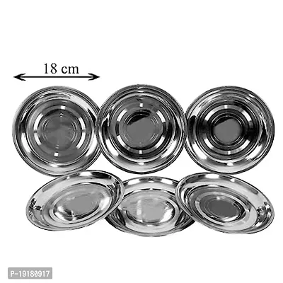 Premium Quality Stainless Steel Set Of 6 Quarter Plates-Side-Small Plate- Diameter - 9 Inch