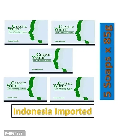 Classic White Soap Indonesia Imported Soap - Pack of 5 Soaps (5x85g=425g)