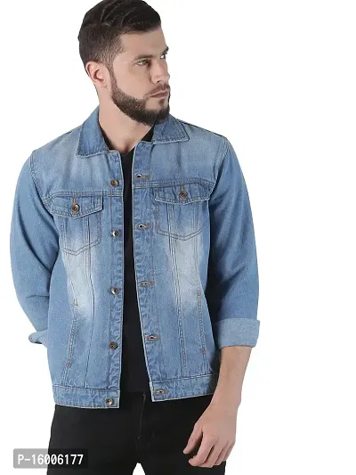 VROJASS Men's Solid Regular Fit Denim Jacket-thumb0