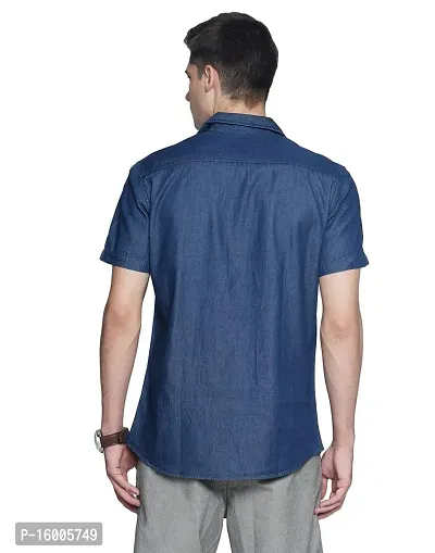 OJASS Men's Solid Casual Blue Shirt-thumb3