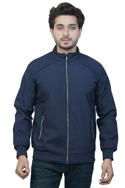 Winter Casual Wear Solid Zipper Windcheater For Men