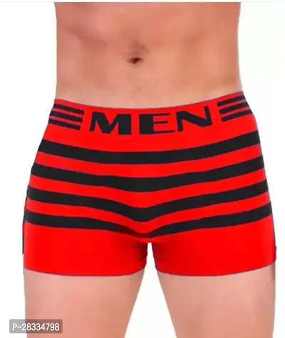 Comfortable Red Cotton Striped  Briefs For Men-thumb0