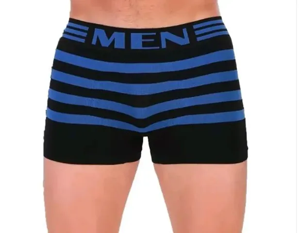 Comfortable Blue Polycotton Striped  Briefs For Men