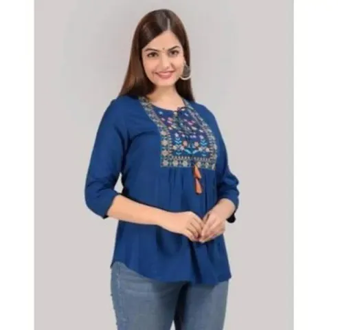 Elegant Rayon Embroidered Top For Women