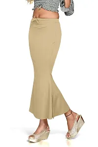 Fish Cut Lycra Shapewear Women's Lycra Full Elastic Saree Shapewear Petticoat (Cream)-thumb1