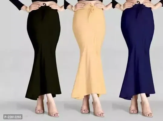 Fish Cut Lycra Shapewear Women's Lycra Full Elastic Saree Shapewear Petticoat (Multicoloured)-thumb0