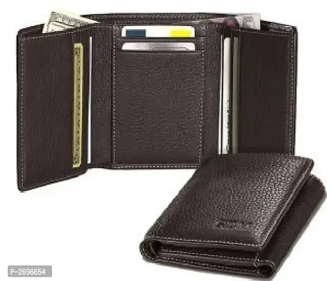 Men's Leatherette Short Length Three Fold Wallet-thumb0