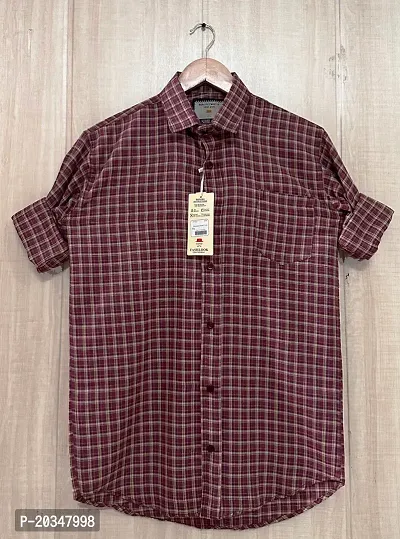 Clothster Maroon Check Shirt For Men