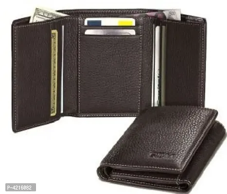 fashlook brown tri fold wallet for men-thumb0