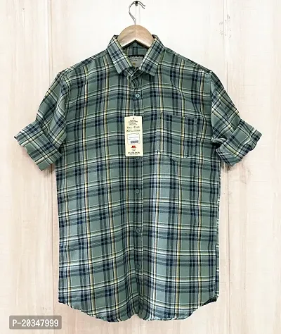 Clothster Green Check Shirt For Men-thumb0
