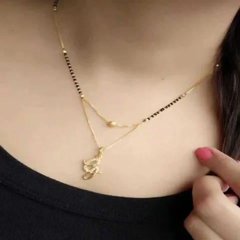 Trendy Designer Alloy Gold Plated Initials Pendant Necklace