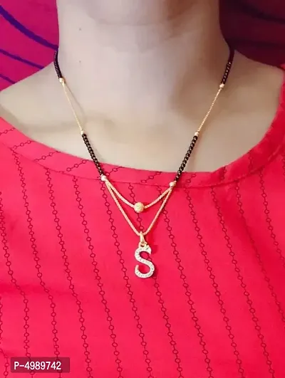 S Letter Alphabet Name Gold Plated Pendant Locket For Girls/Women Gold-plated Alloy Design New Model 18 INCH Mangalsutras Alloy Mangalsutra