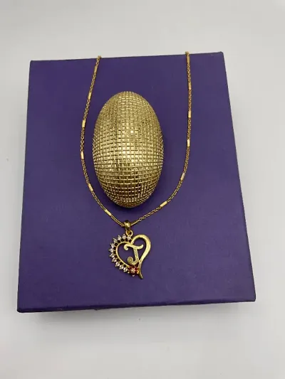 Brass J Love Heart Shape Chain with Pendant