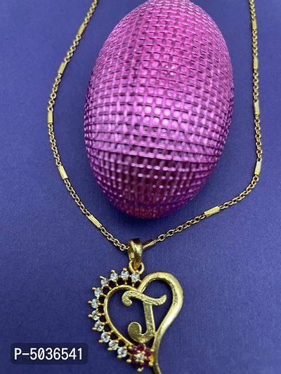 Brass J  Love Heart Shape Chain with Pendant-thumb0