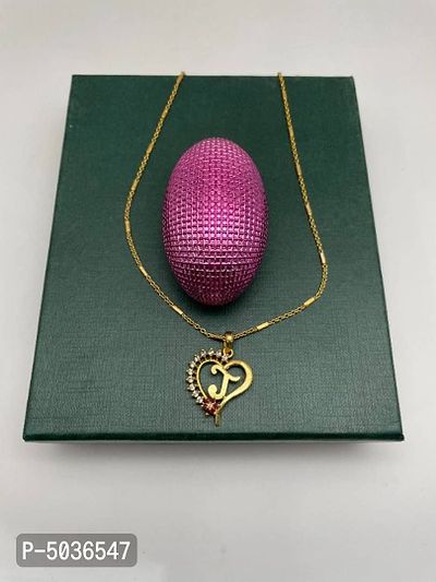 Brass J  Love Heart Shape Chain with Pendant