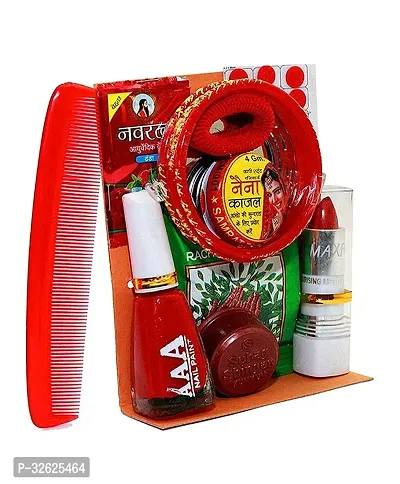 Rajasthani Handicraft Plastic Mata Goddess Ka Shringaar Small Pooja Kit Box With Essentials- 11 Pieces-thumb0